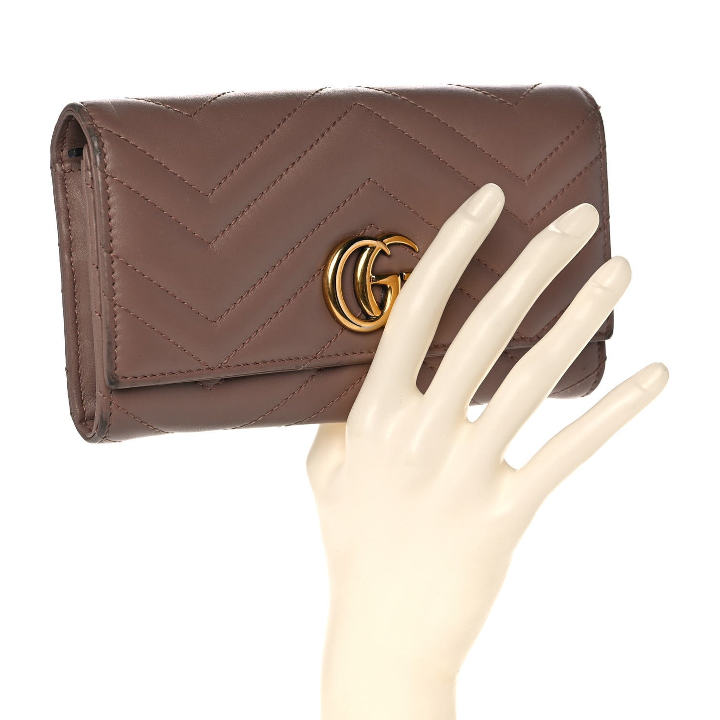 Calfskin Matelasse GG Marmont Continental Wallet Porcelain Rose
