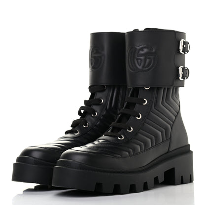 Gucci Nappa Frances GG Matelasse Platform Combat Boots 37.5 Black 3 of 7