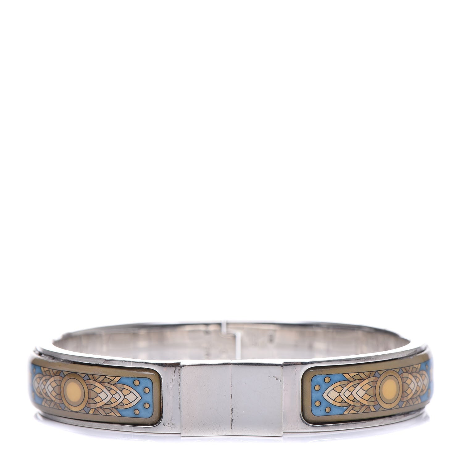 Hermes Sterling Silver Enamel Narrow Loquet Bracelet 1 of 10