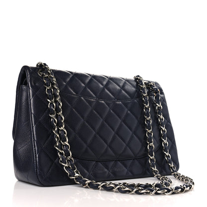 Chanel Caviar Quilted Jumbo Double Flap Navy Blue 3 of 9