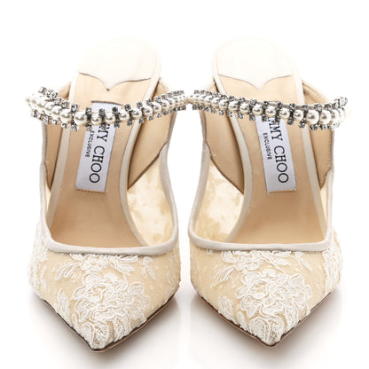 Jimmy Choo Lace Mesh Crystal Strap Bing Mules 40 Ivory 2 of 8