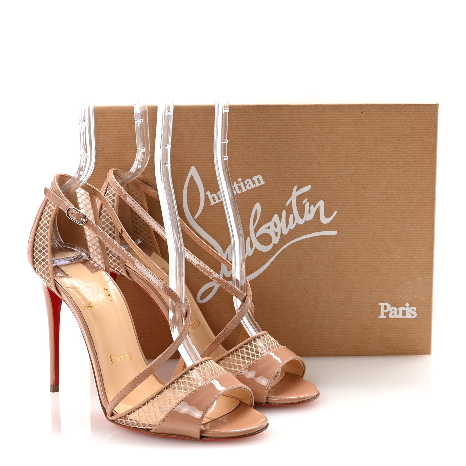 Christian Louboutin Patent Mesh Slikova Sandals Pumps 36.5 Nude 9 of 9