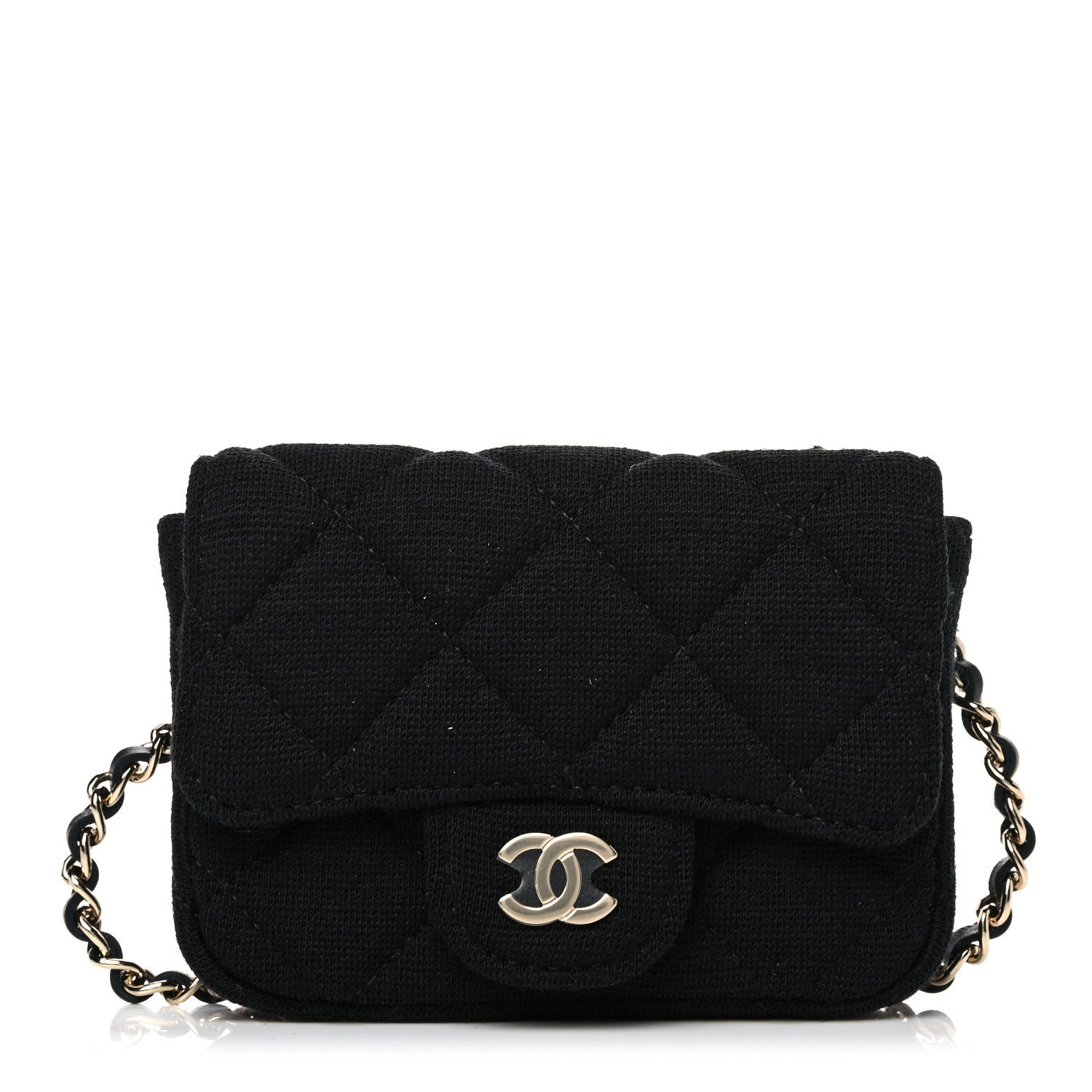 Chanel Jersey Quilted Flap Chain Waist Bag Black 1 of 11