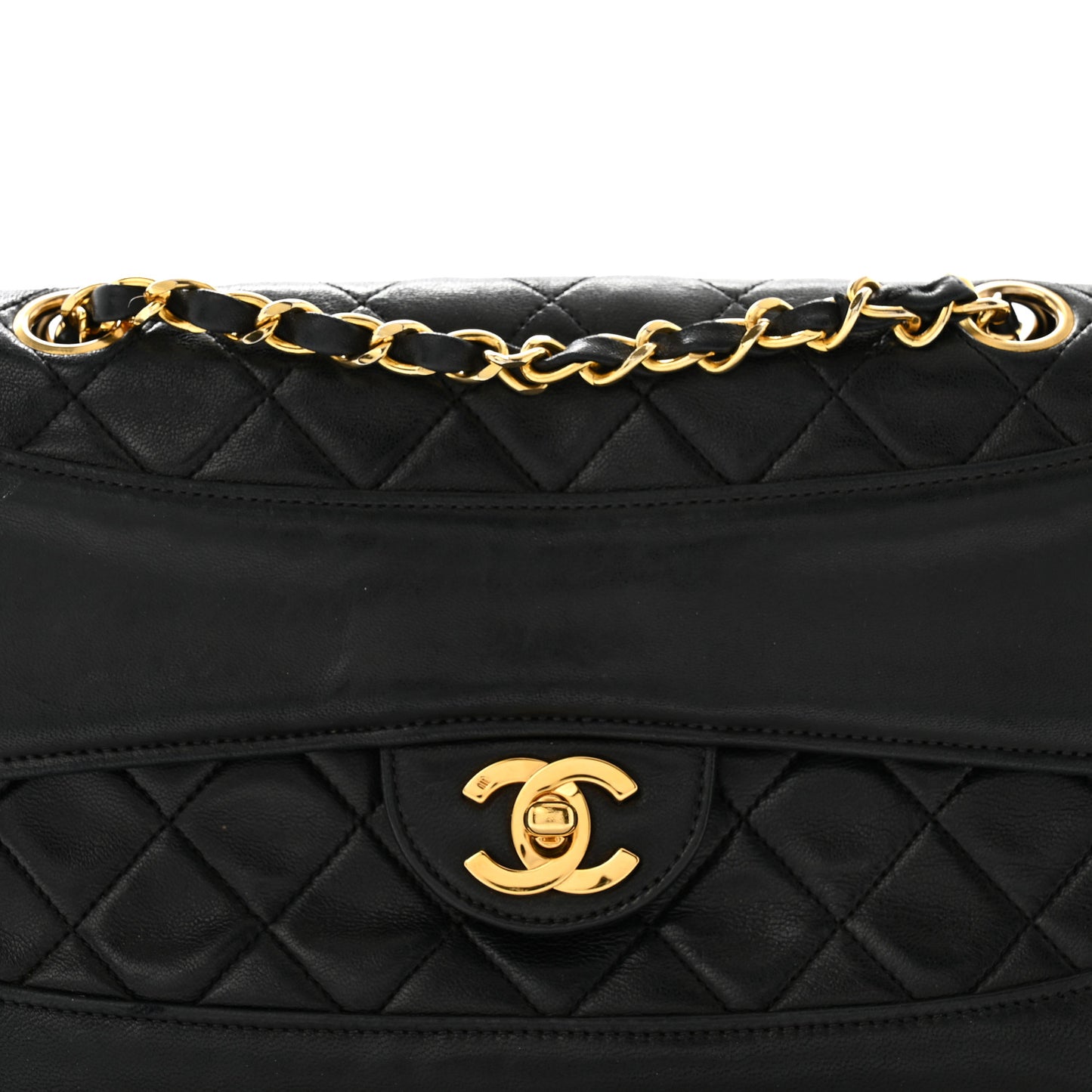 Lambskin Quilted Small Single Flap Black