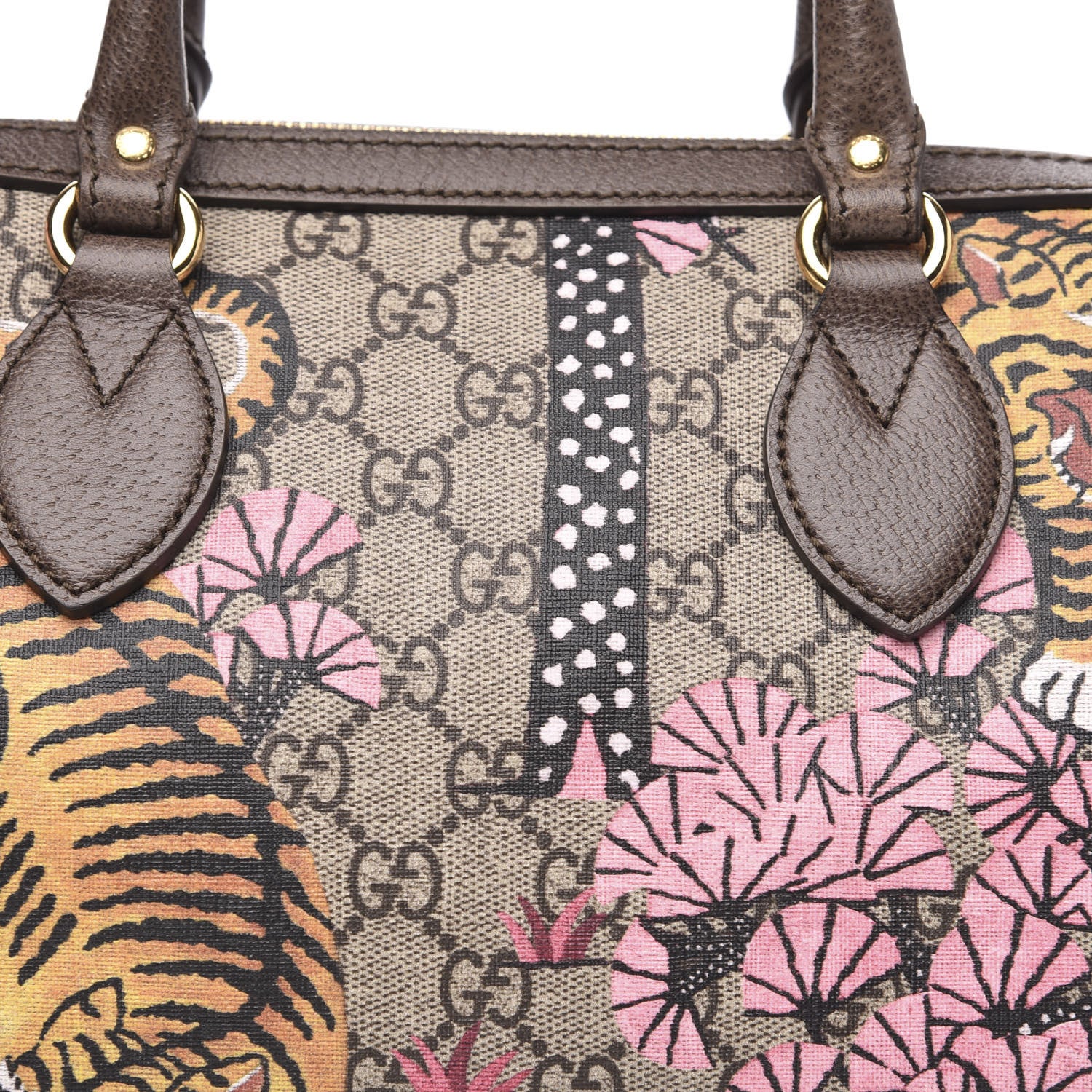 Gucci GG Supreme Monogram Bengal Small Boston Beige Pink 11 of 12