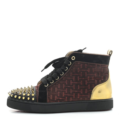 Christian Louboutin Calfskin Lurex Specchio Spikes Louis Orlato Flat Sneakers 37 Black Gold 1 of 8