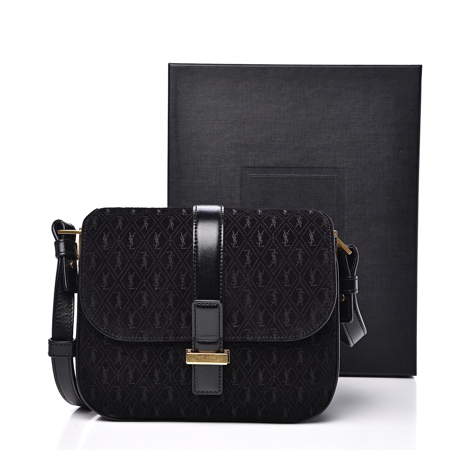 Suede All-Over Monogram Small Le Monogramme Satchel Black