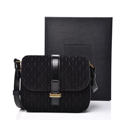 Saint Laurent Suede All-Over Monogram Small Le Monogramme Satchel Black 10 of 10