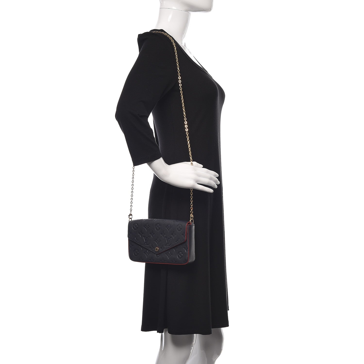 Louis Vuitton Empreinte Pochette Felicie Chain Wallet Marine Rouge 2 of 9