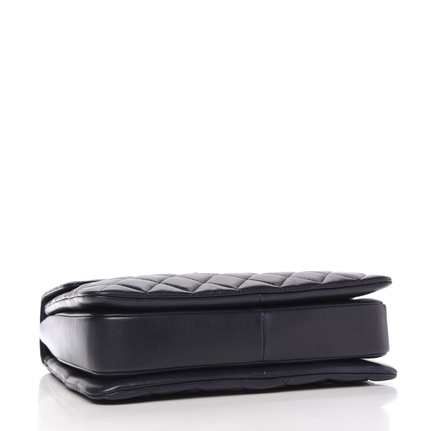 Lambskin Quilted Large Trendy CC Flap Dual Handle Bag Navy