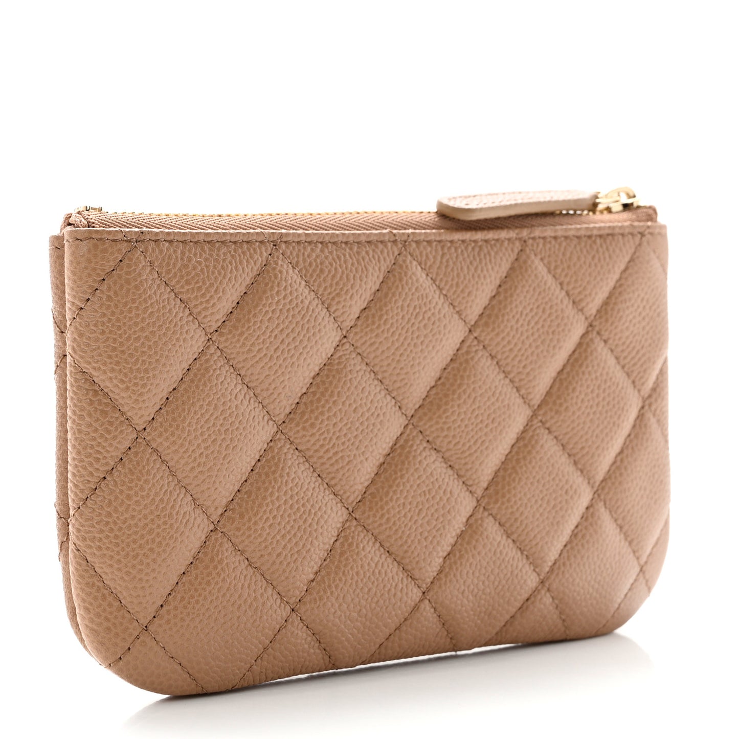Caviar Quilted Small Multi Chain Cosmetic Case Beige