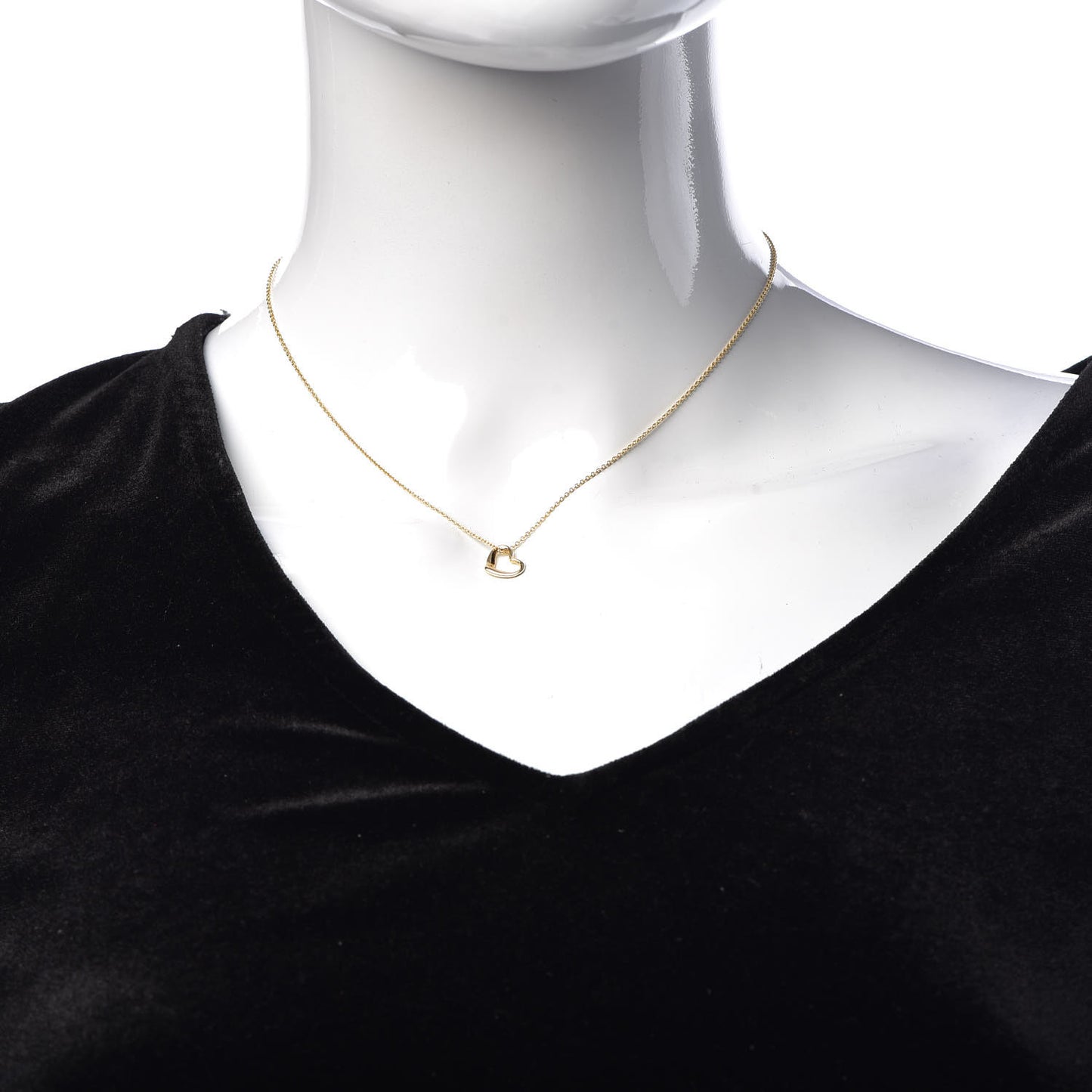 18K Yellow Gold 11mm Elsa Peretti Open Heart Pendant Necklace