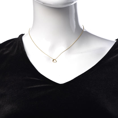 Tiffany 18K Yellow Gold 11mm Elsa Peretti Open Heart Pendant Necklace 2 of 8
