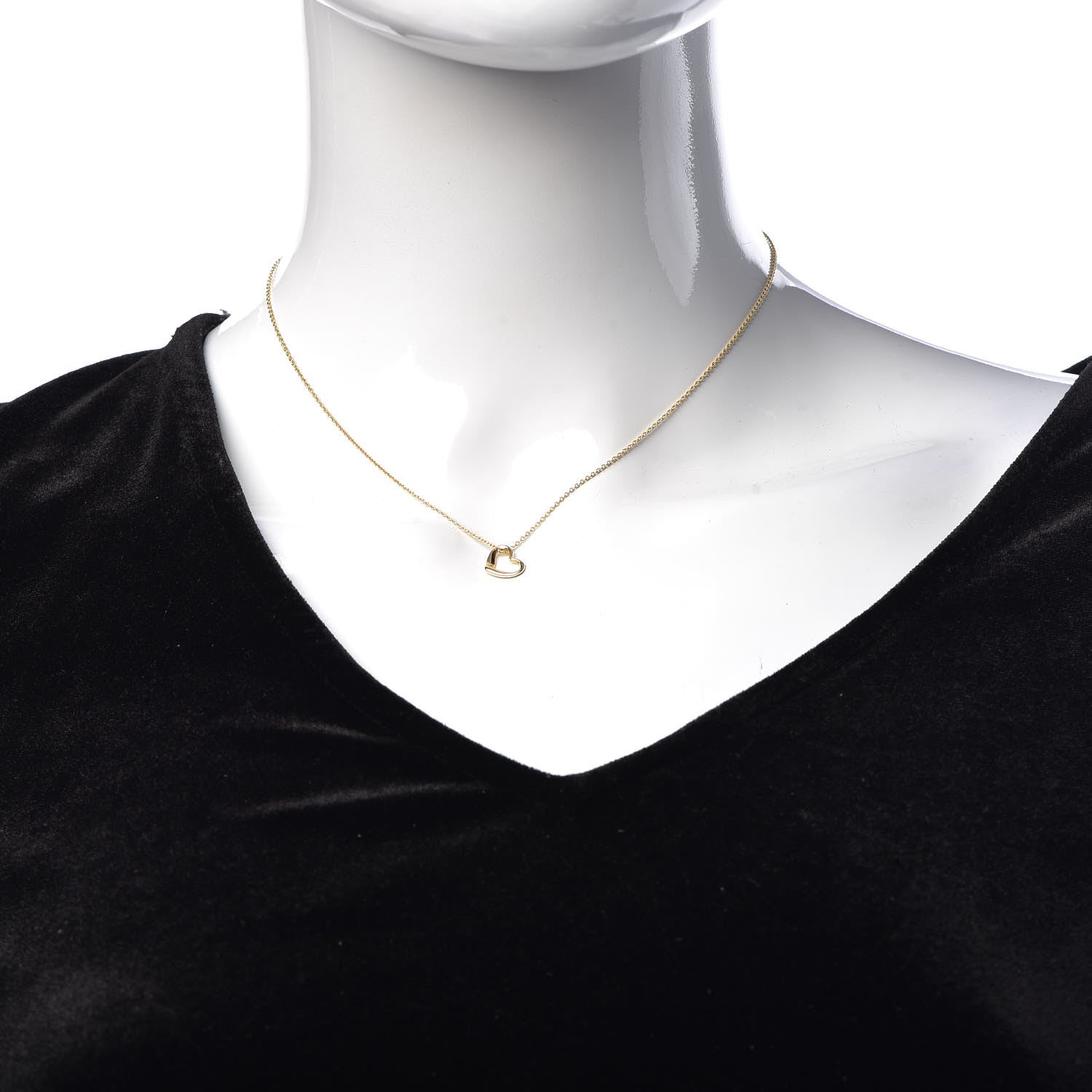 Tiffany 18K Yellow Gold 11mm Elsa Peretti Open Heart Pendant Necklace 2 of 8