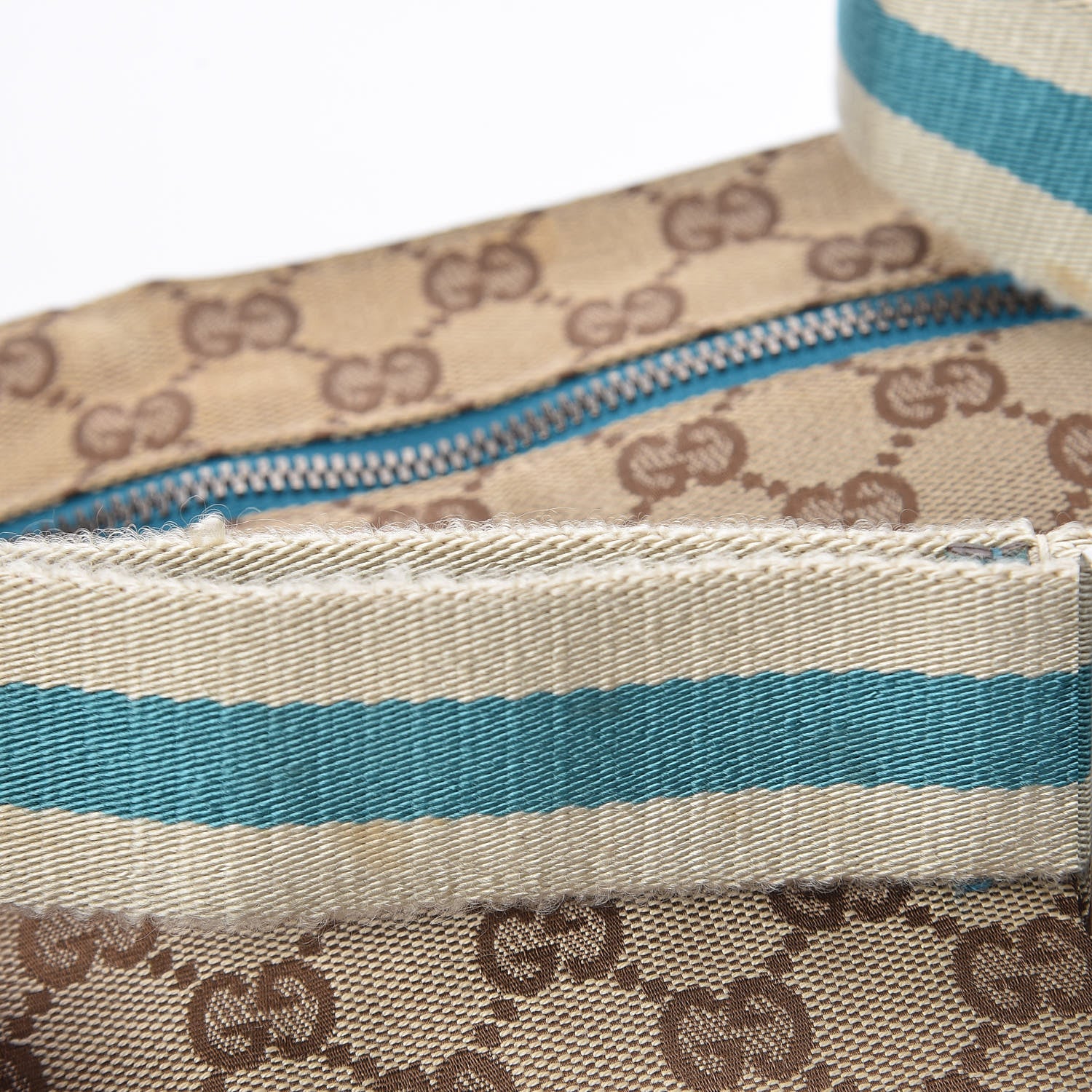 Gucci GG Monogram Web Double Pocket Belt Bag Turquoise 11 of 17