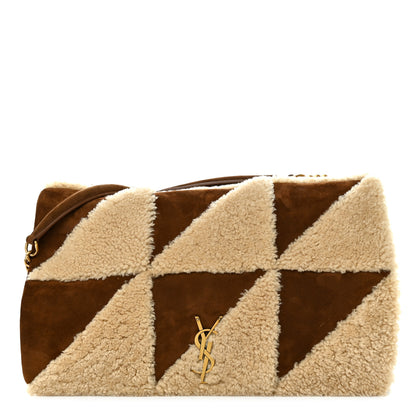 Saint Laurent Suede Shearling Patchwork Monogram Giant Jamie Brown Beige 1 of 12