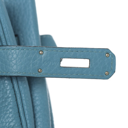 Hermes Taurillon Clemence Birkin 35 Turquoise 9 of 32