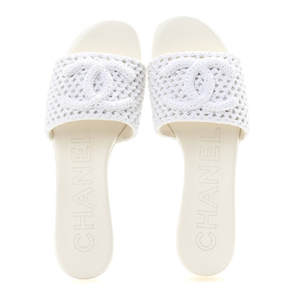 Chanel Crochet CC Mules Sandals 39 White 2 of 10