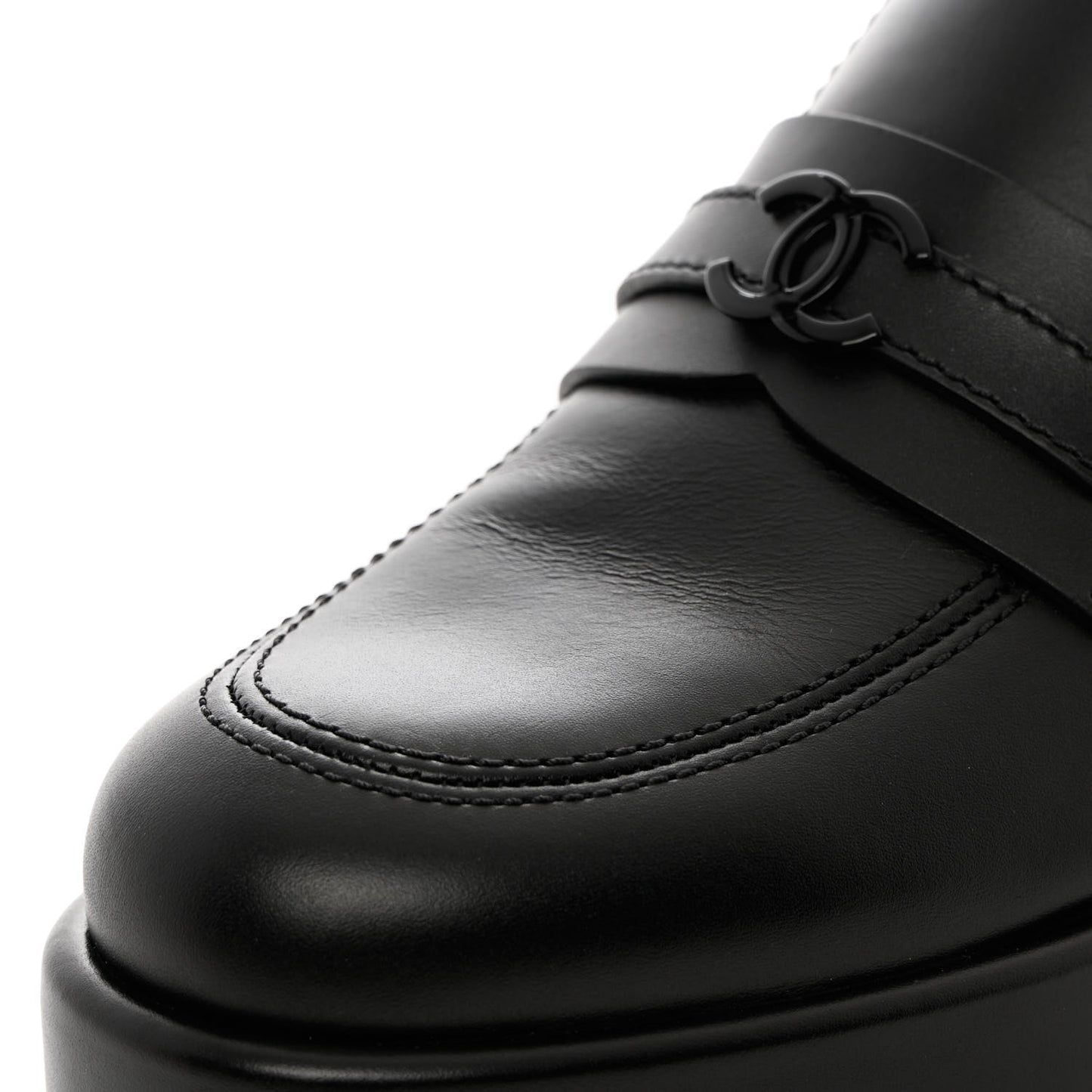 Calfskin CC Platform Loafers 39.5 Black