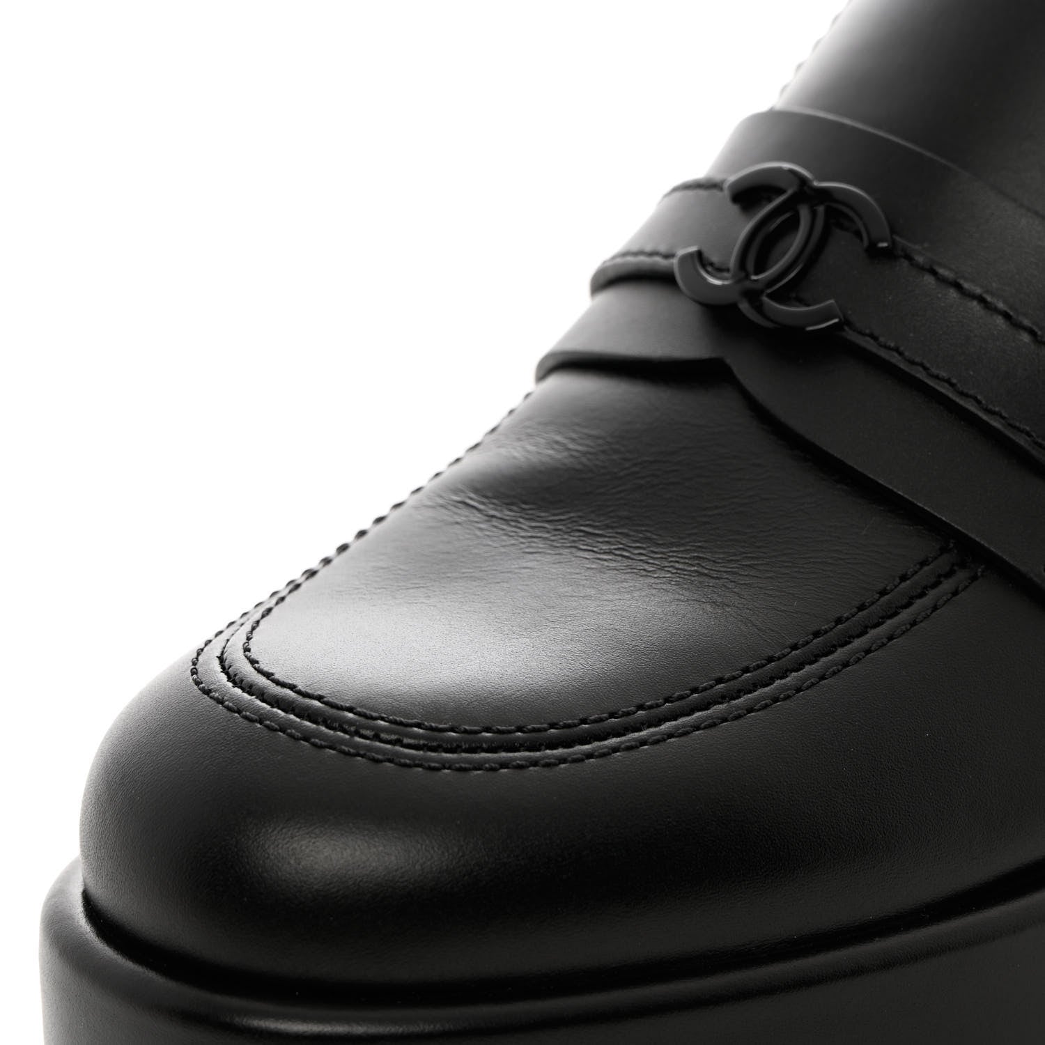 Chanel Calfskin CC Platform Loafers 39.5 Black 10 of 12