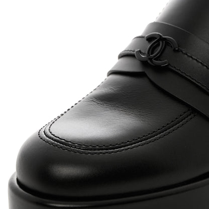 Chanel Calfskin CC Platform Loafers 39.5 Black 10 of 12