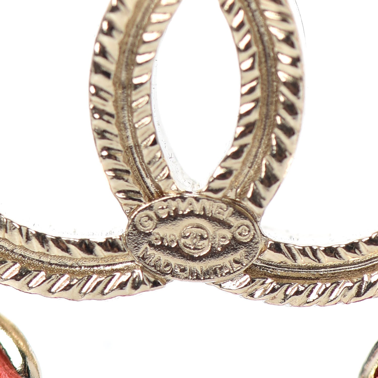 Chanel Metal Calfskin Braided Heart CC Brooch Pink Red Gold 4 of 4