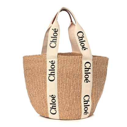 Chloe Raffia Large Woody Tote White 1 of 12