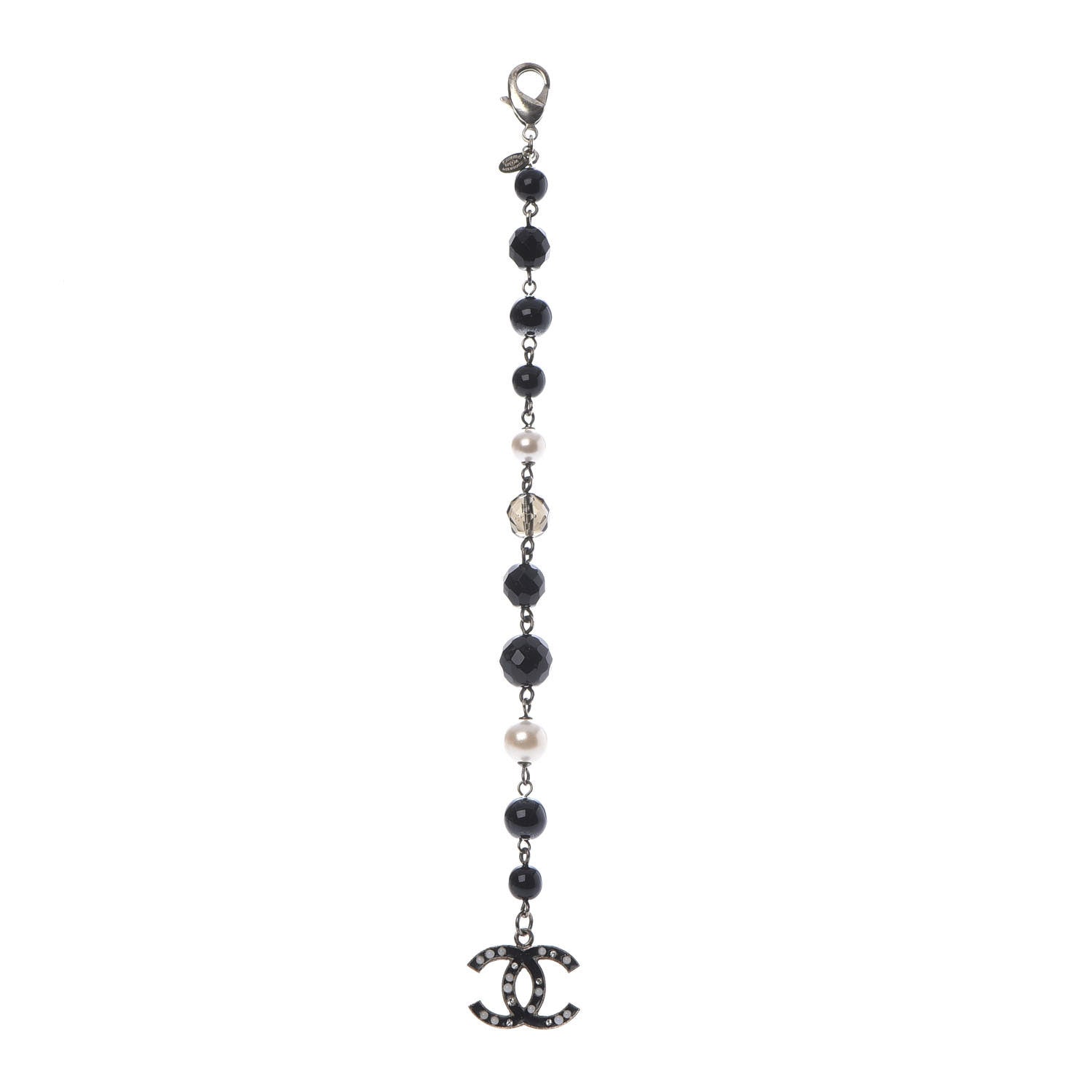 Chanel Enamel Crystal Pearl Beaded CC Bracelet Silver 1 of 5