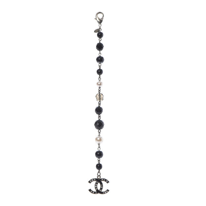 Chanel Enamel Crystal Pearl Beaded CC Bracelet Silver 1 of 5