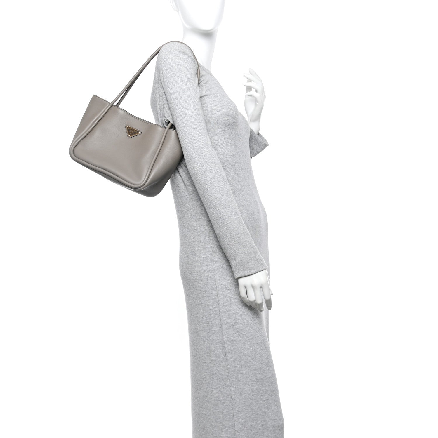 Prada Soft Grain Small Shopping Tote Argilla 2 of 12