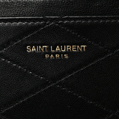 Saint Laurent Grain De Poudre Matelasse Chevron Monogram Credit Card Case Red 14 of 22