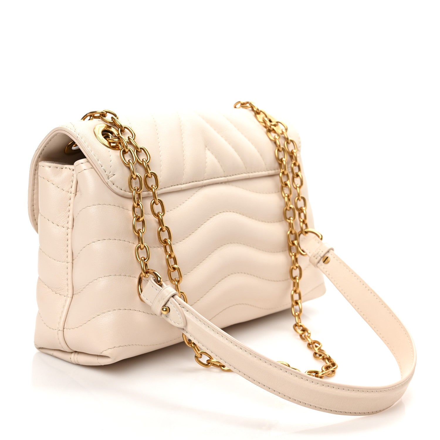 Louis Vuitton Calfskin LV New Wave Chain Bag Ivory 3 of 8