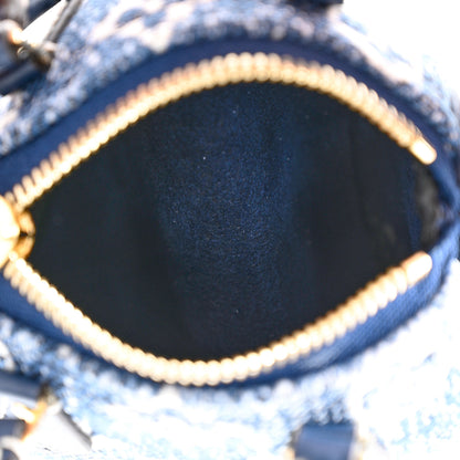 Louis Vuitton Denim Monogram Jacquard Micro Speedy Bag Charm Bleu 4 of 7