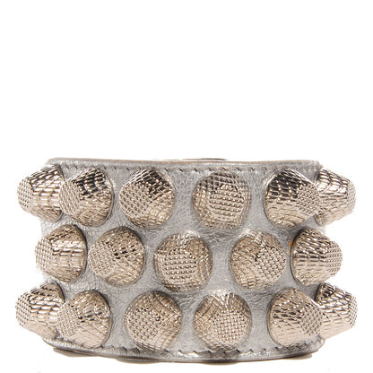 Balenciaga Agneau Giant Silver Hardware Three Row Stud Bracelet Gris Aluminum 1 of 4