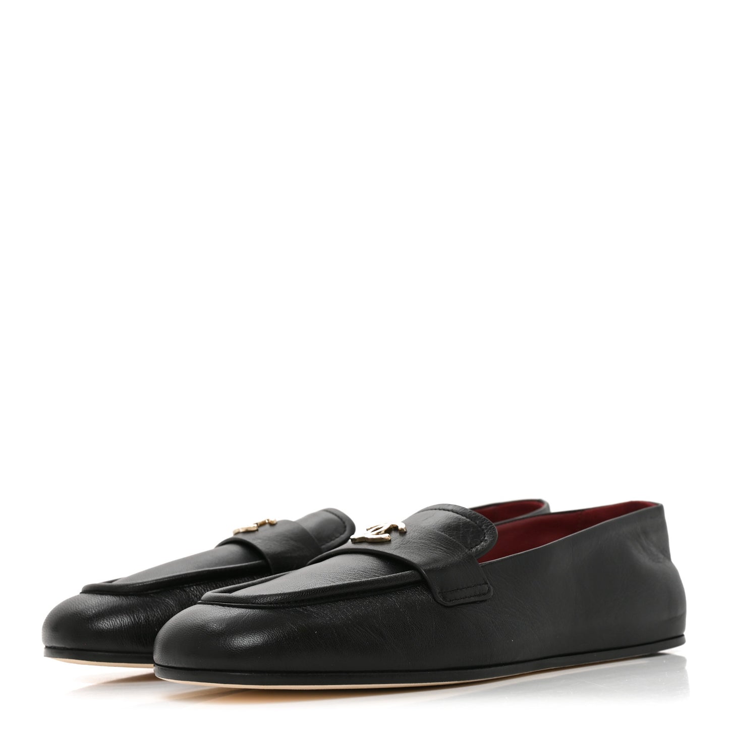Goatskin CC Mocassin Loafers 38.5 Black