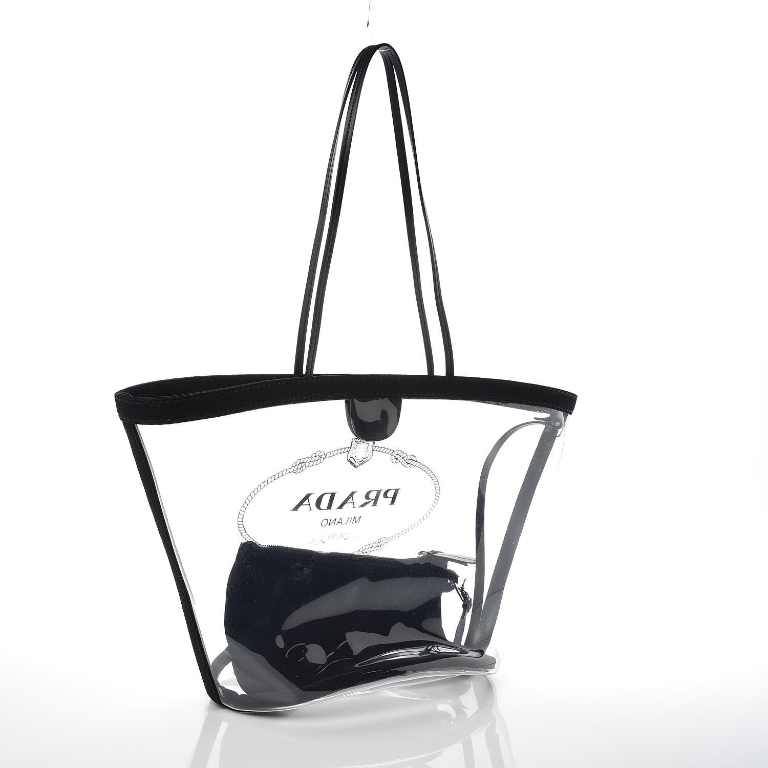 Prada Plexiglass Canapa Shopper Tote Black 4 of 8