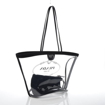 Prada Plexiglass Canapa Shopper Tote Black 4 of 8
