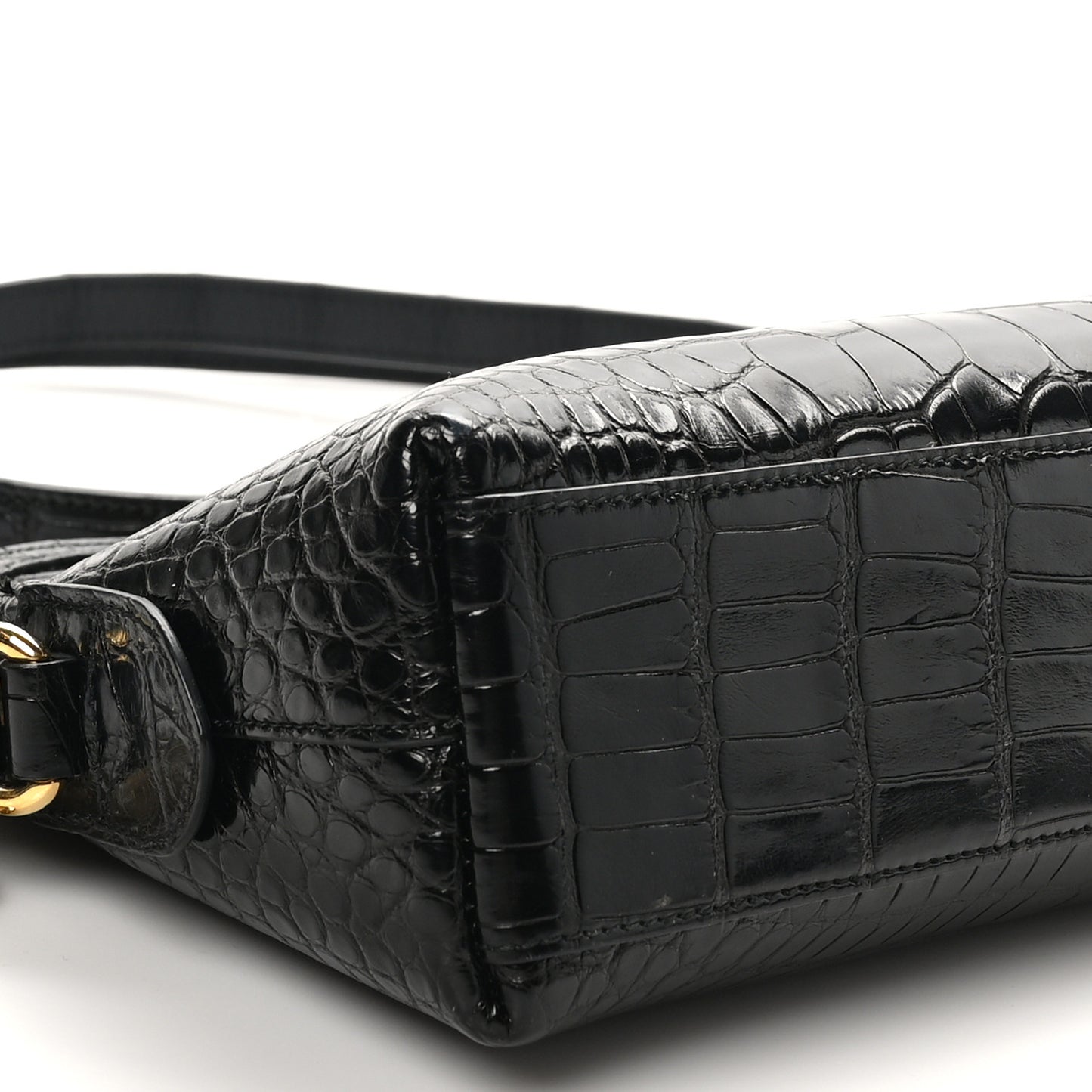 Alligator Small GG Charm Dome Bag Black