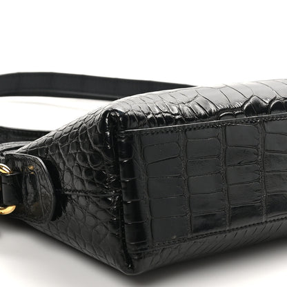 Gucci Alligator Small GG Charm Dome Bag Black 9 of 10