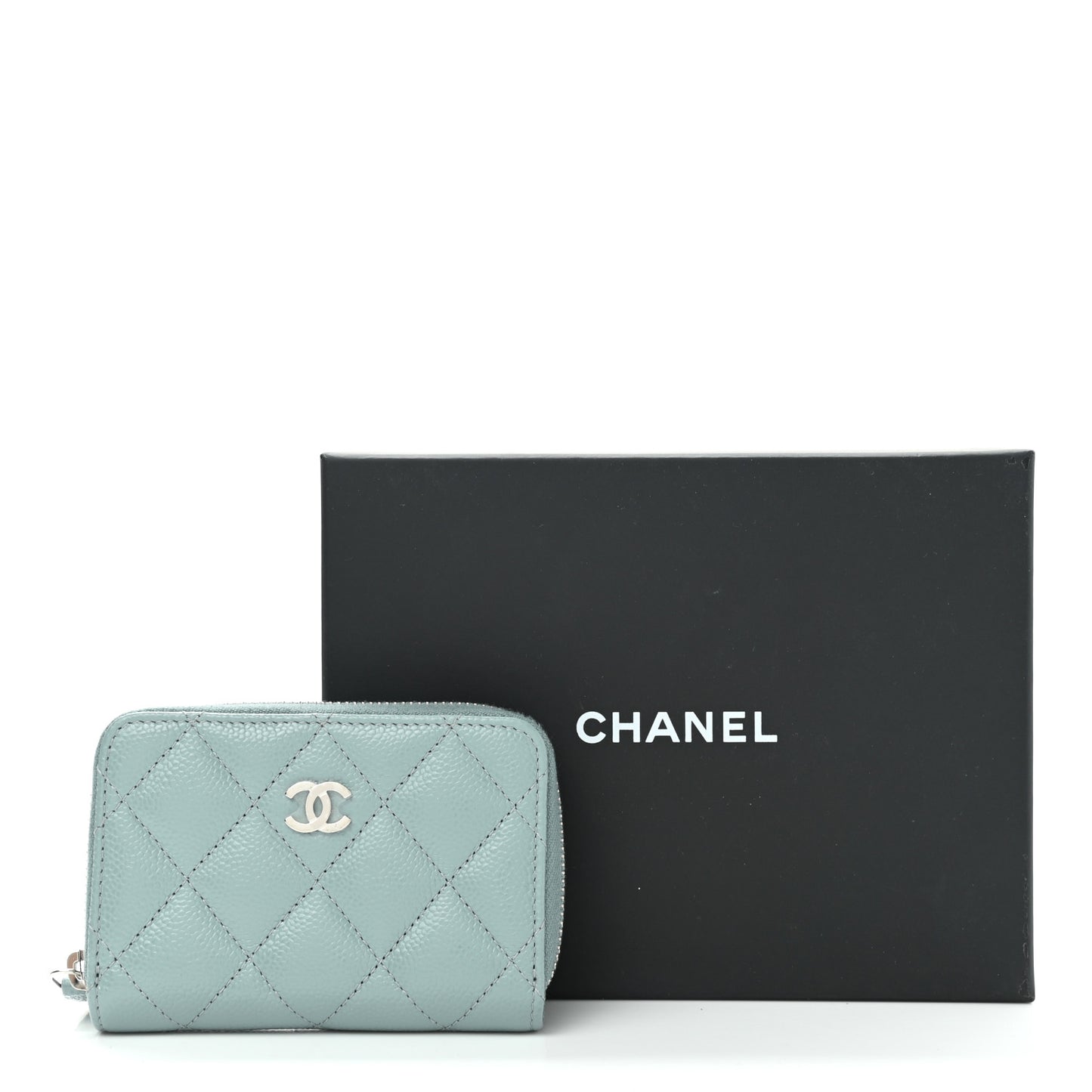 Caviar Quilted Zip Coin Purse Blue