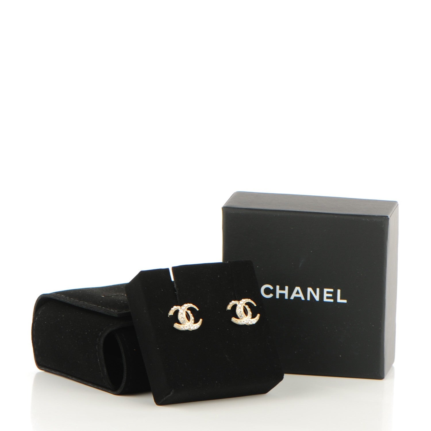 Chanel Crystal CC Moon Earrings Gold 5 of 5
