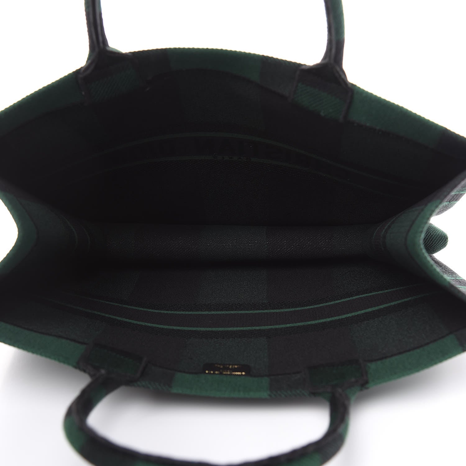 Christian Dior Canvas Embroidered Checkered Book Tote Black Green 5 of 12
