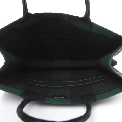 Christian Dior Canvas Embroidered Checkered Book Tote Black Green 5 of 12