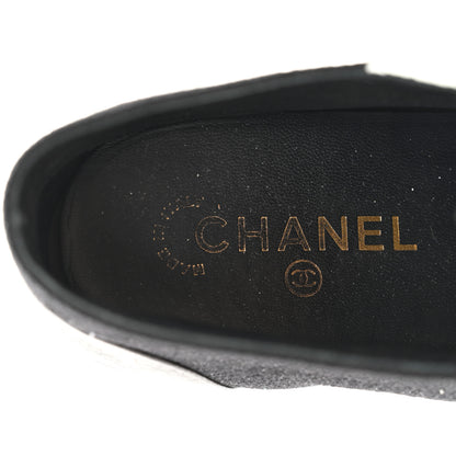 Chanel Tweed Calfskin CC Lace Up Short Boots 40.5 Black Gold 6 of 12