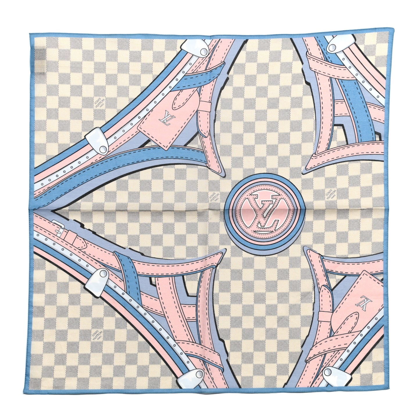 Cotton Damier Azur Straps Bandana Scarf