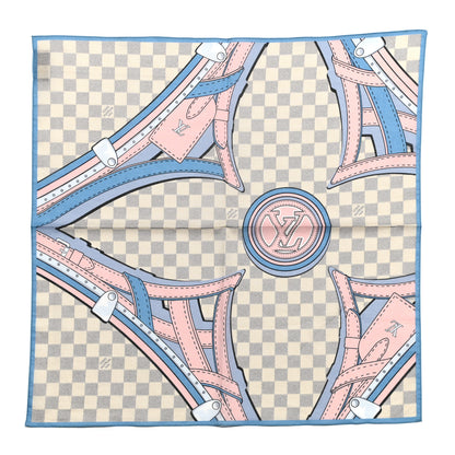 Louis Vuitton Cotton Damier Azur Straps Bandana Scarf 1 of 4