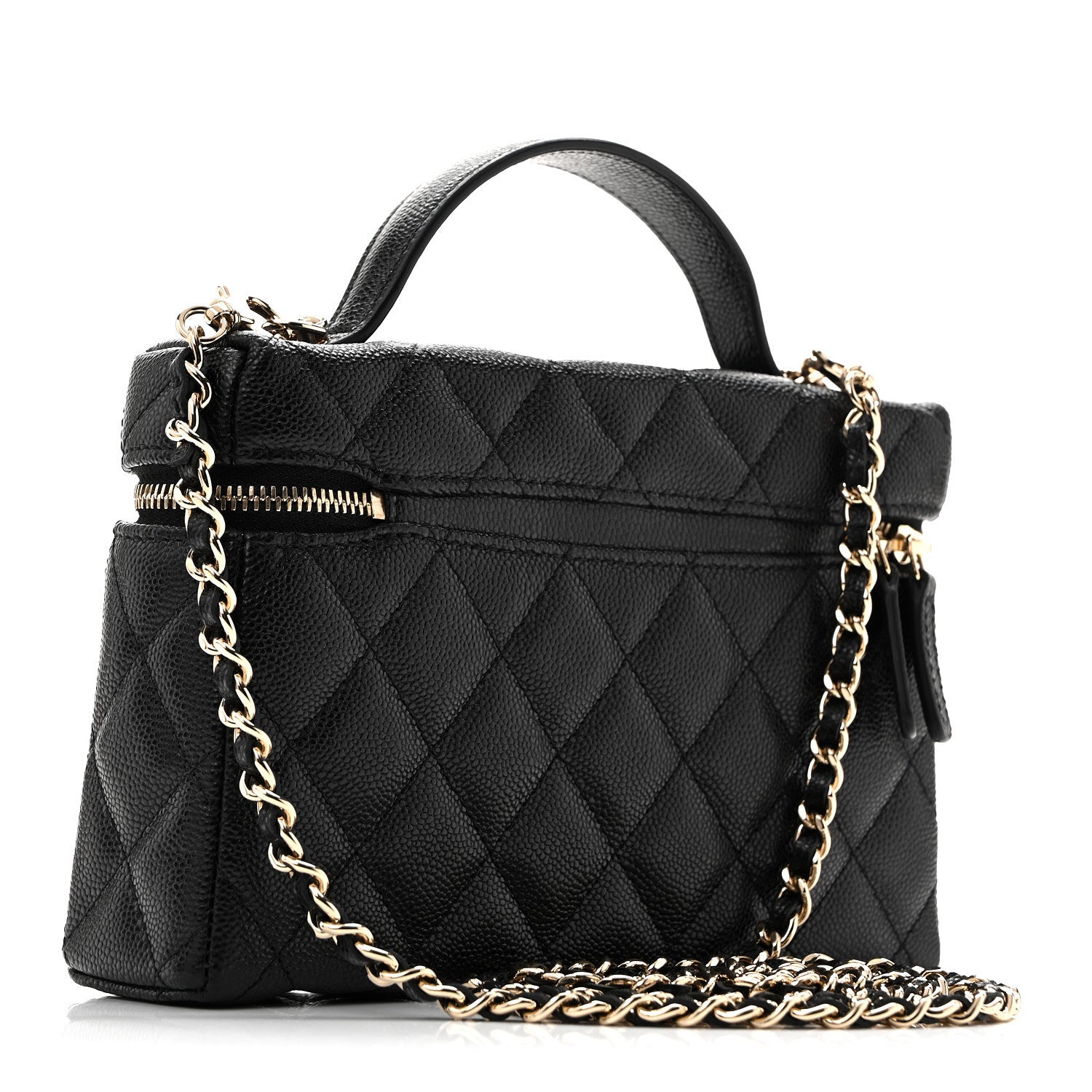 Chanel Caviar Quilted Top Handle Slim Vanity With Chain Black 3 of 11