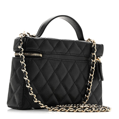 Chanel Caviar Quilted Top Handle Slim Vanity With Chain Black 3 of 11