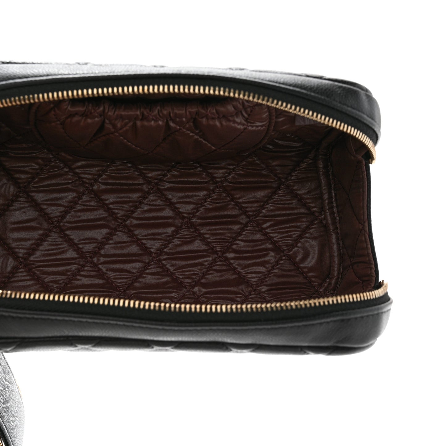 Caviar Quilted Toiletry Case With Chain Black
