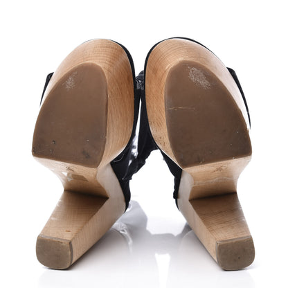 Saint Laurent Suede Tie Platform Sandals 38 Black 6 of 10
